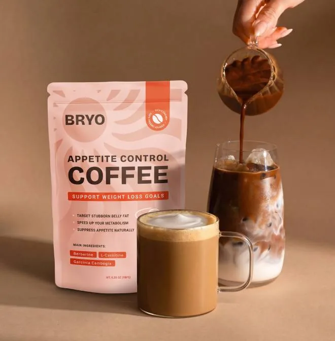 BRYO Appetite Control Coffee pack with iced and hot coffee